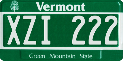 VT license plate XZI222