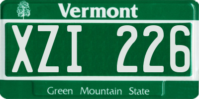 VT license plate XZI226