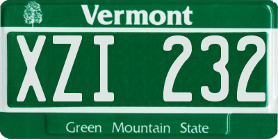 VT license plate XZI232