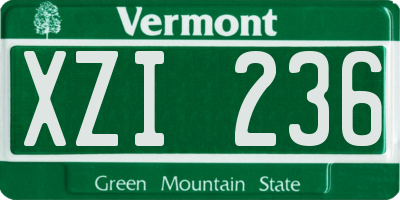 VT license plate XZI236