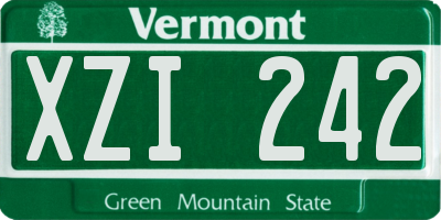 VT license plate XZI242