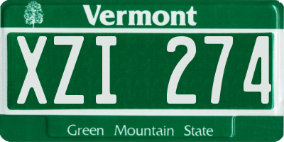 VT license plate XZI274