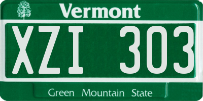 VT license plate XZI303