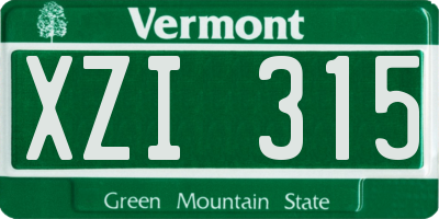 VT license plate XZI315