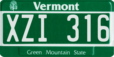 VT license plate XZI316