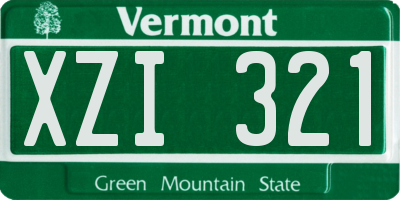 VT license plate XZI321
