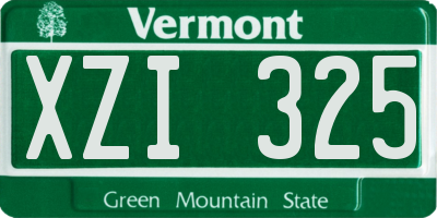 VT license plate XZI325