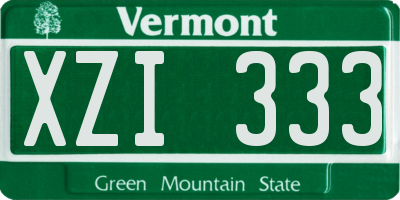 VT license plate XZI333