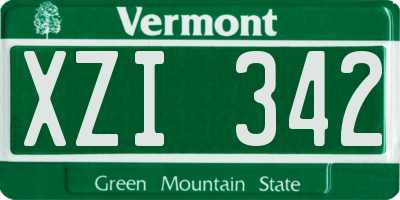 VT license plate XZI342