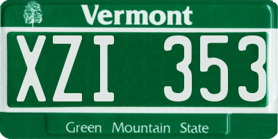 VT license plate XZI353