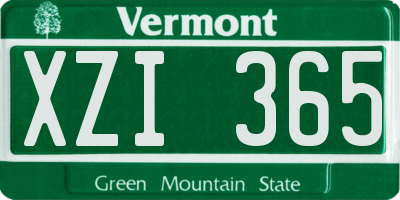 VT license plate XZI365