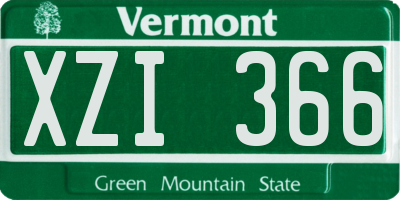 VT license plate XZI366