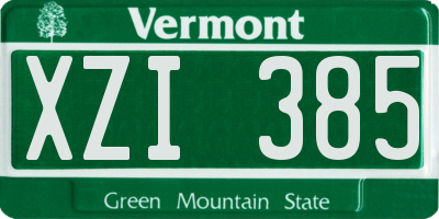 VT license plate XZI385