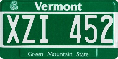 VT license plate XZI452