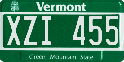 VT license plate XZI455