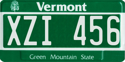 VT license plate XZI456