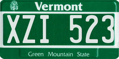 VT license plate XZI523