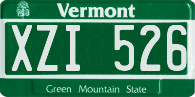 VT license plate XZI526