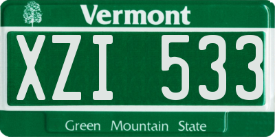 VT license plate XZI533