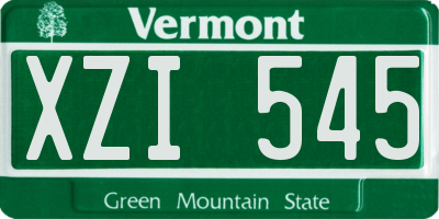VT license plate XZI545