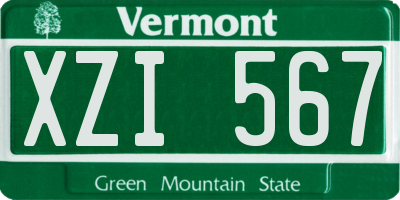 VT license plate XZI567
