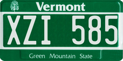 VT license plate XZI585