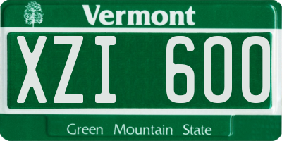 VT license plate XZI600