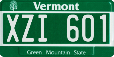 VT license plate XZI601
