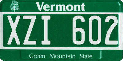 VT license plate XZI602