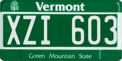 VT license plate XZI603