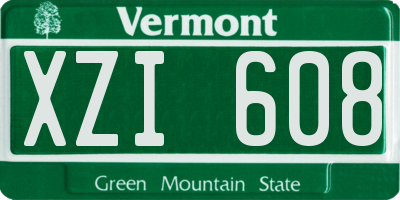 VT license plate XZI608