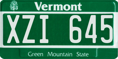 VT license plate XZI645