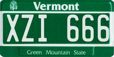 VT license plate XZI666