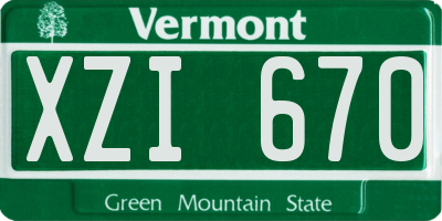 VT license plate XZI670