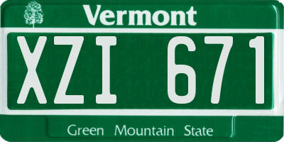 VT license plate XZI671