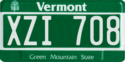 VT license plate XZI708