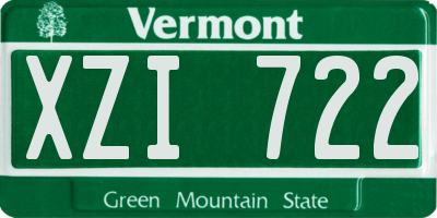 VT license plate XZI722