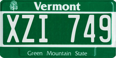 VT license plate XZI749