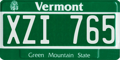 VT license plate XZI765