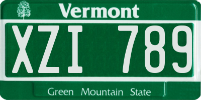 VT license plate XZI789
