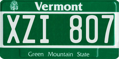 VT license plate XZI807