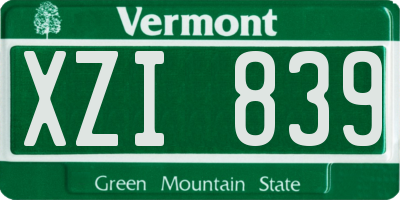 VT license plate XZI839