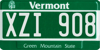 VT license plate XZI908