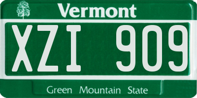 VT license plate XZI909