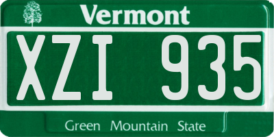 VT license plate XZI935