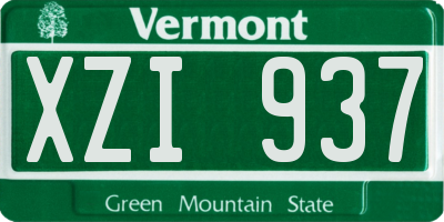 VT license plate XZI937