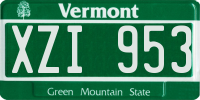 VT license plate XZI953