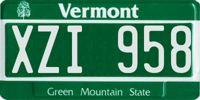 VT license plate XZI958