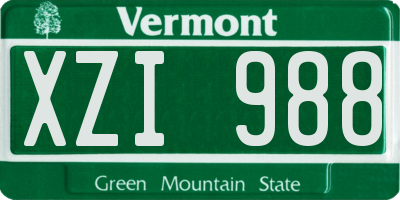 VT license plate XZI988