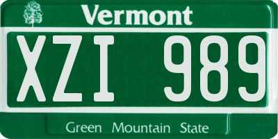 VT license plate XZI989